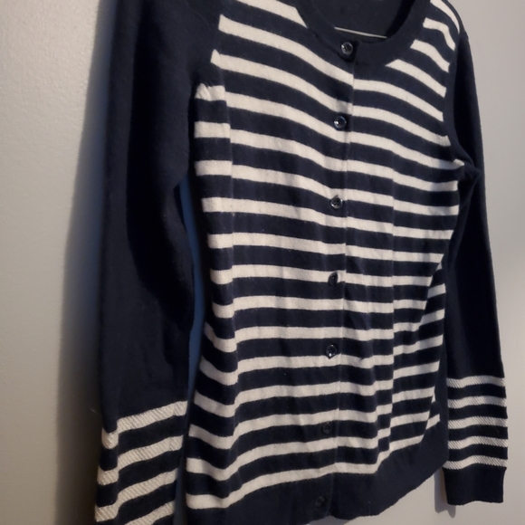 Navy/White Sequin Striped GAP Cardigan - Size S - Picture 3 of 11